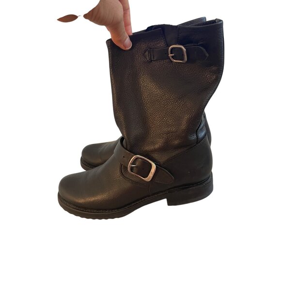 Frye Womens Boots Size 8.5 Black Veronica Short Leather Biker Round Toe Casual - Picture 1 of 11